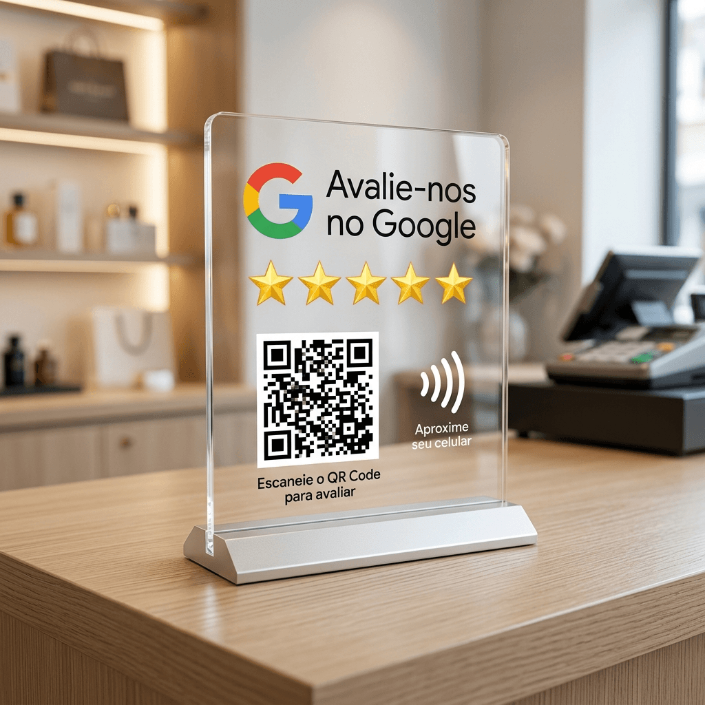 Placa Acrílica Inteligente NFC Google Reviews